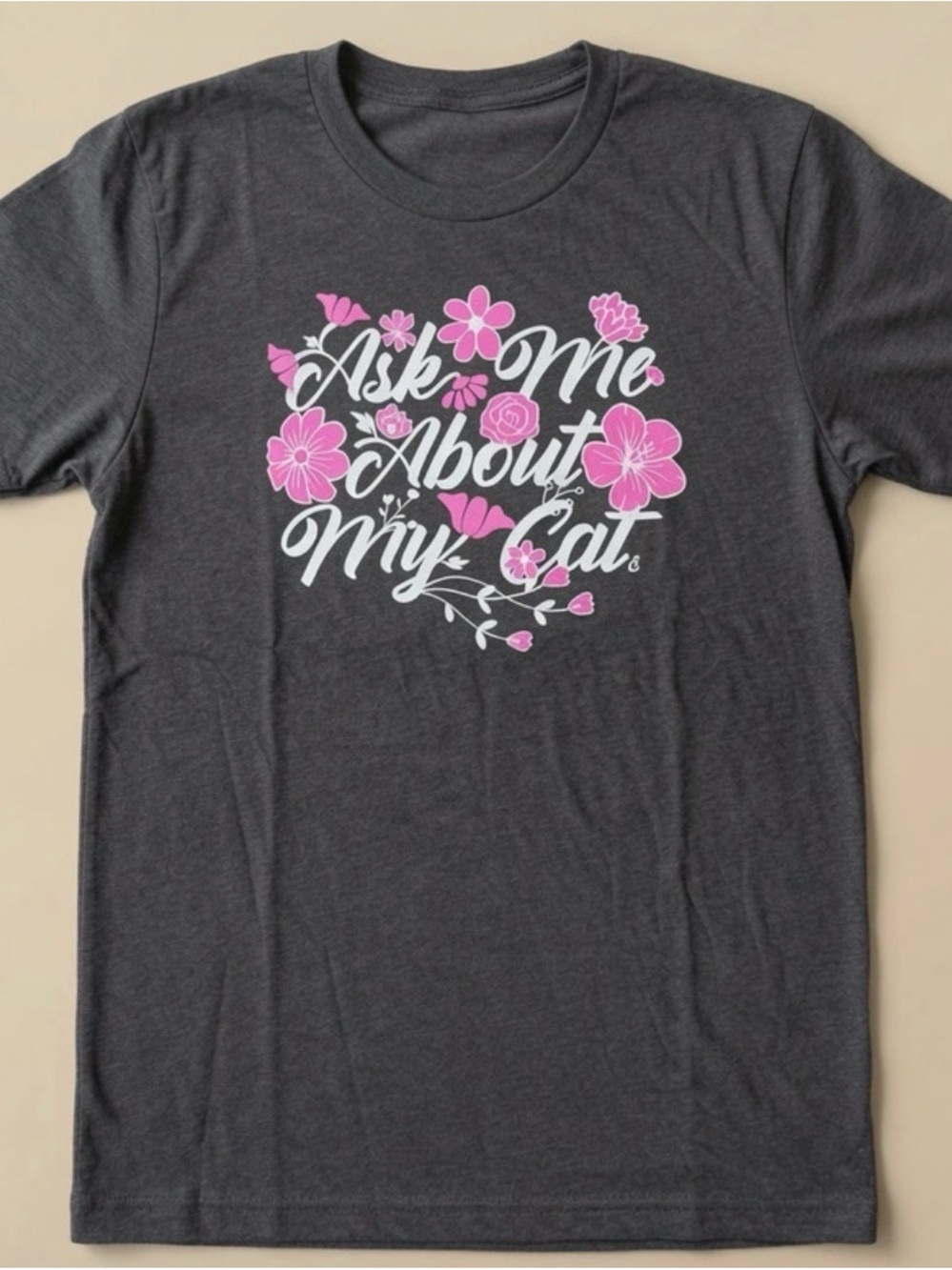 CatLadyBox "Ask Me About My Cat" Gray Graphic Tee - Size M